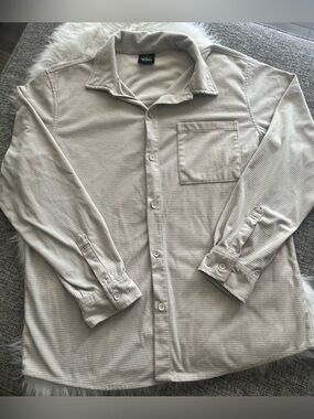 Original Deluxe Men's Long-Sleeve Button-Down Shirt in Light Beige